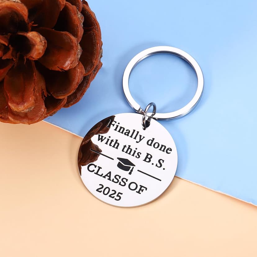 KINMES Funny College Graduation Gifts for Him Her 2025 College High School Master Degree Graduation Gifts, Senior Gift for Son Daughter Class of 2025 Keychain, Senior Night Gift for Graduate Friends