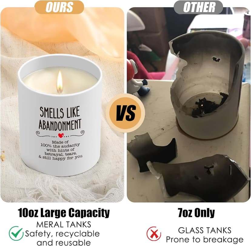 Farewell Retirement Gift for Coworker Friend, 10OZ Funny Leaving Candle Gifts, Moving Away Going Away Goodbye Gifts for Women Coworkers Work Bestie, Smells Like Abandonment Scented Soy Candle