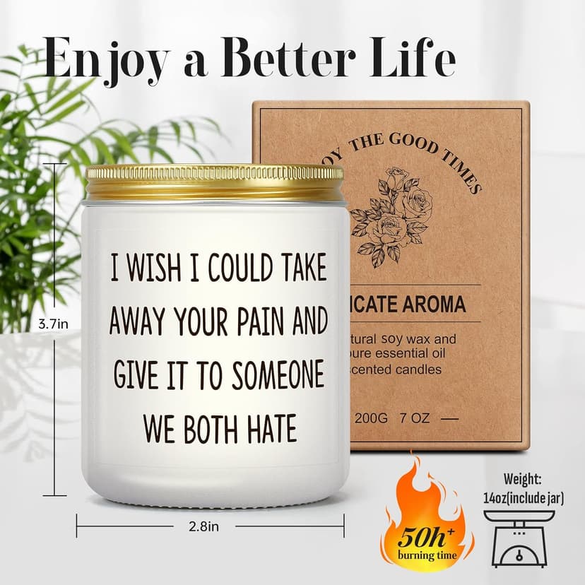 Get Well Soon Gifts for Women Men, Funny Present for Her Him After Surgery, Feel Better Gift for Mom Sick Friends, Grieving, Divorce, Sorry for Your Loss, Take Your Pain Candle