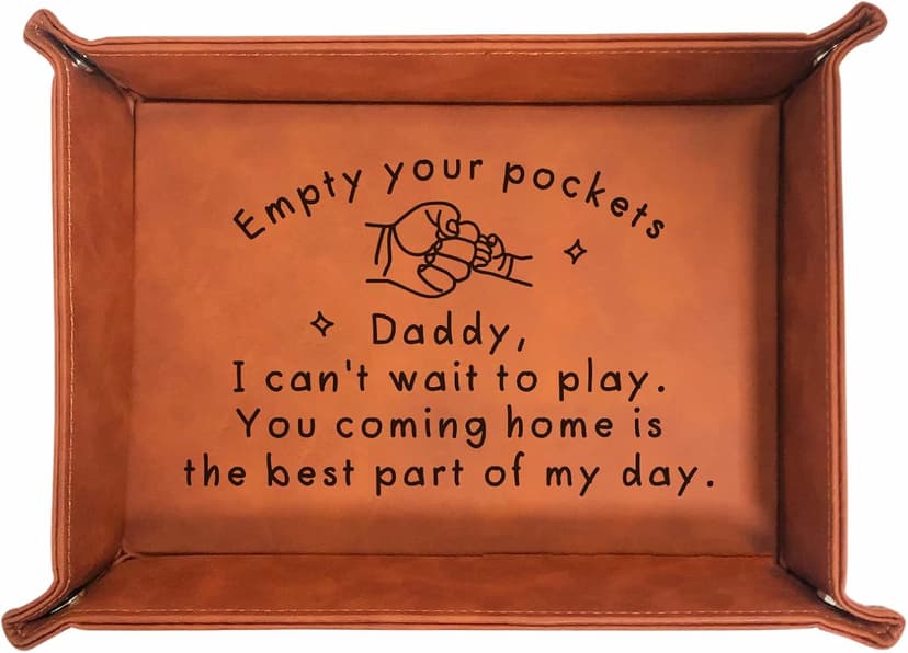 Birthday Gifts for Dad, Leather Tray for Dad, New Dad Gifts for Husband from Wife, Best Dad Gifts from Son Daughter, Christmas Thanksgiving Sentimental Gifts for Father Husband Stepdad