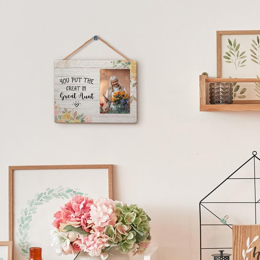 Great Aunt Picture Frame, Mothers Day Gifts for Auntie, Gifts from Niece Nephew, You Put the Great in Greataunt Wood Photo Frame for 4x6 Photos