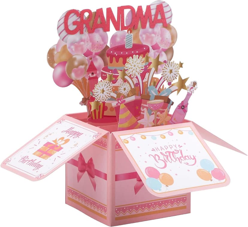 Happy Birthday Grandma Pop up Card, Colorful Popup Mothers Day Birthday Greeting Card with Envelope Great Grandma Birthday Gifts Best Nana Gifts Creative Gift Idea for Grandma