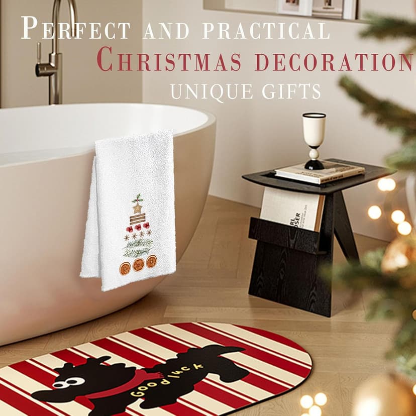 Christmas Cake Kitchen Dish Towels, Baking Christmas Tree Hand Towels Decorative for Farmhouse Kitchen Table, Cute Xmas Trees Gifts for Women Girls for Mom Hostess 16x24