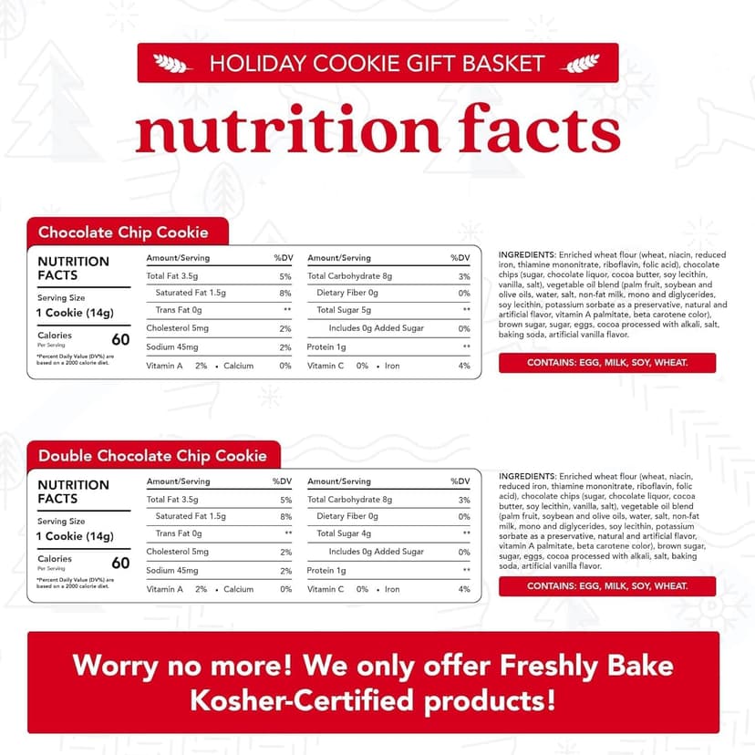 David's Cookies Christmas Cookies Gift Box - Fresh Baked Assorted Mini Cookies in Winterwonderland Tin with Chocolate Chip, White Chocolate Chip & Red Velvet - Gourmet Holiday Food Gift Basket