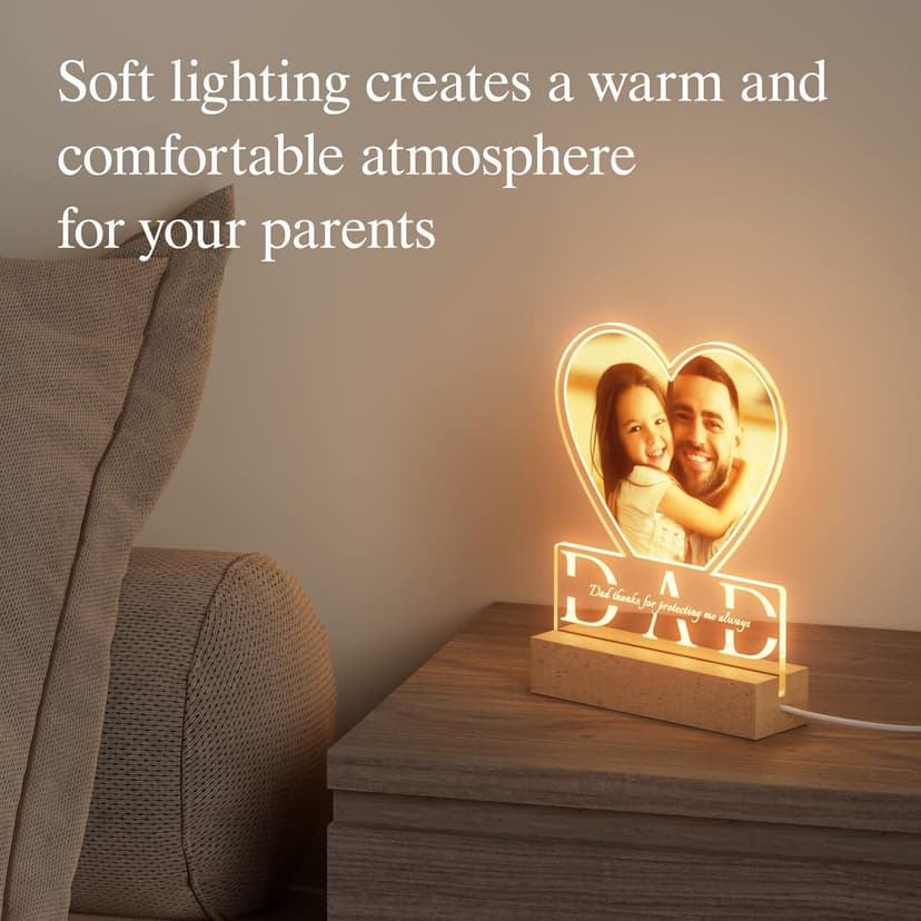 Bemaystar Dad Gifts with Picture- Custom Night Light with Photo Text, Father's Day Gifts from Daughter Son Wife, Gifts for Dad, Dad Gifts for Father Grandpa Papa for Fathers Day Birthday Christmas