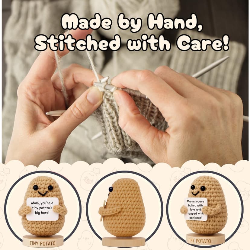 New Mom Gifts for Women - Tiny Potato with 30 Empowering Signs for New Moms - Gift for First Mothers Day - Postpartum Gift Idea for 1st Time Mother | Emotional Support Crochet for Moms After Birth