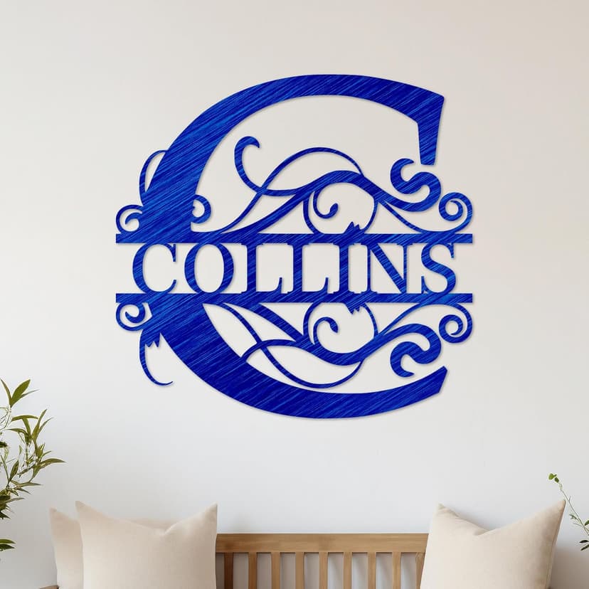 Custom Metal Name Sign | Metal Wall Art | Split Letter Monogram Wall Decor | Personalized Wedding Gift | Outdoor Sign