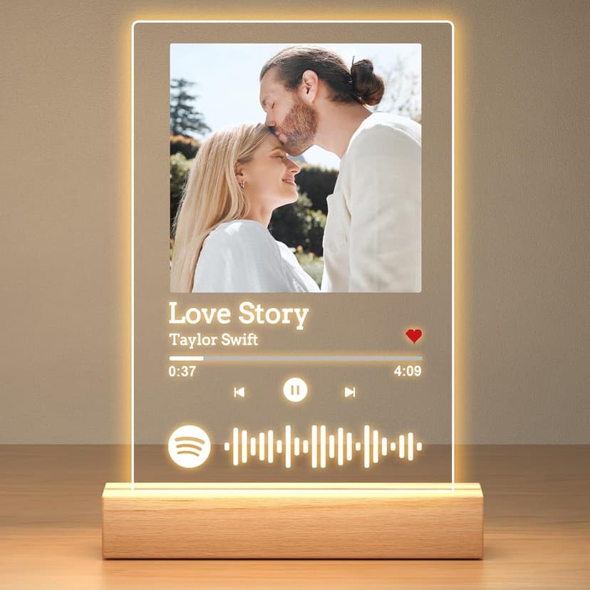 Spotify Plaque Personalized Gifts for Women Men, Custom Music Spotify Song Plaque, Customized Photo Picture Frames, Personalized Anniversary Birthday Gifts for Her Him Boyfriend Girlfriend Couples