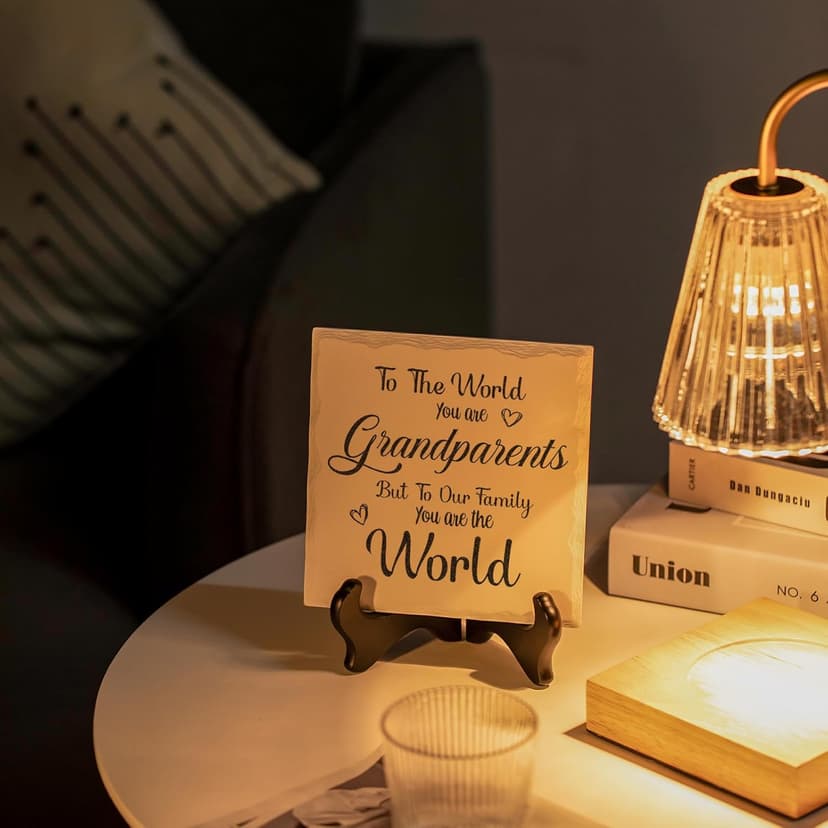 LukieJac Grandparents Gifts from Grandkids Ceramic Plaque for Grandpa & Grandma Gift Ideas Home Decor, Thanksgiving, Christmas, New Year, Grandparents Day, Wedding Anniversary and Birthday Gifts