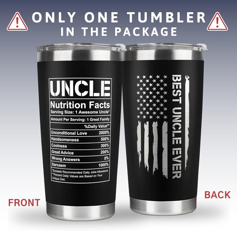 Gifts for Uncle from Niece, Nephew - Uncle Gifts - Fathers Day Gift - Father's Day, Birthday, Christmas Funny Gift for Men Him from Niece, Nephew, Kids - 20 Oz Stainless Steel Coffee Tumbler