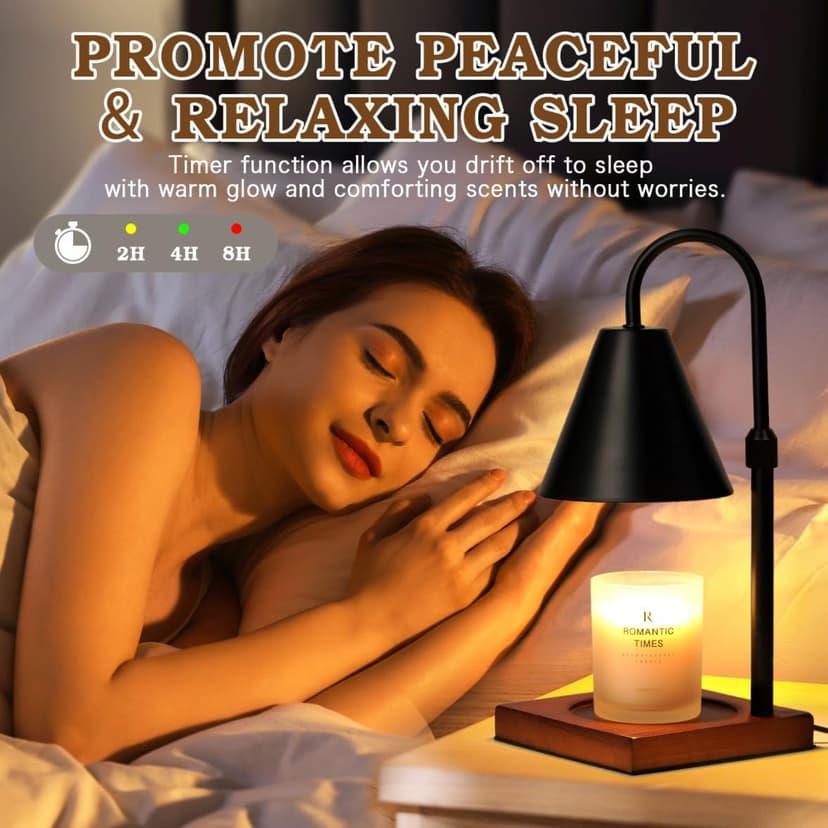 Modern Candle Warmer Lamp with Timer, Dimmable Candle Lamp Warmer, Men Women Christmas Birthday Gifts, Black Candle Warmer, Adjustable Candle Light Warmer, Cozy Living Room Bedroom Home Decor
