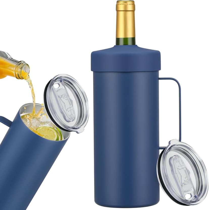 MAXSO Wine Chiller Bucket, Portable 750 ml Champagne & Wine Bottle Cooler Keep Wine & Beverages Cold, Stainless Steel Vacuum Insulated Wine Gifts for Wine Lovers - Black