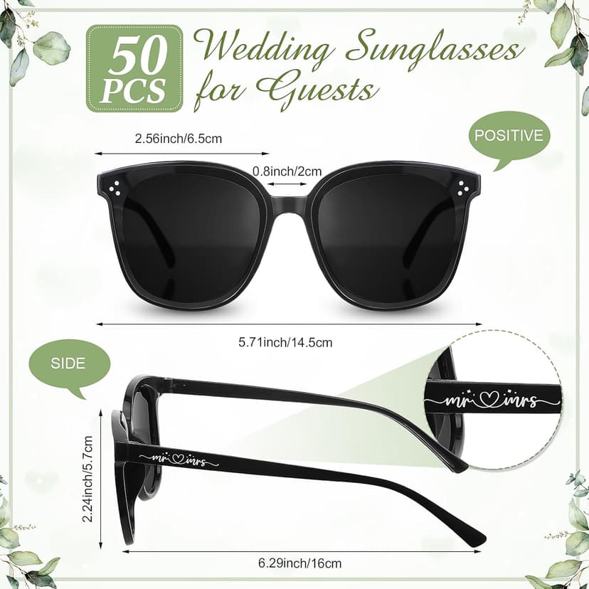 Kanayu Wedding Favors for Guests Wedding Party Sunglasses Gifts Wooden Love Sign Decoration Black Mr Mrs Glasses Bulk