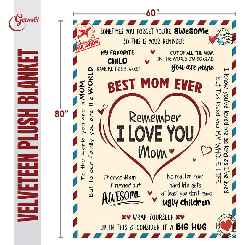 GEEMBI Gifts for Mom from Daughter Son - Super Soft Fleece Throw Blanket for Couch Bed 60x80 in - Mothers Day Mom Birthday Gifts, Mama Gift for Mother, Lightweight Fleece Blanket for Women