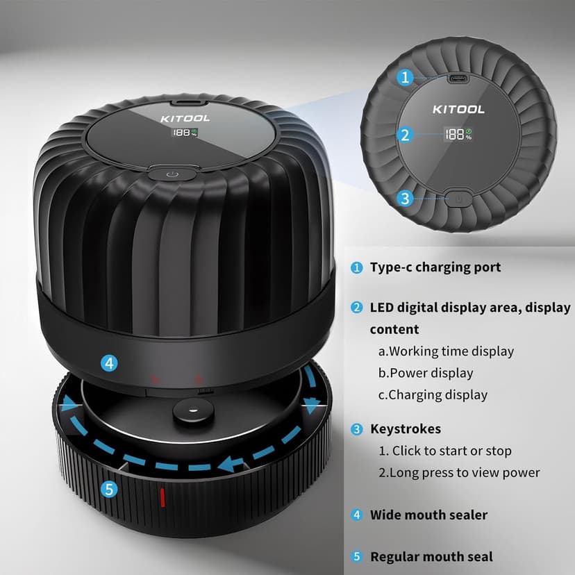 Electric Mason Jar Vacuum Sealer Kit for Wide-Mouth & Regular-Mouth Mason Jars, Food Saver Vacuum Canning Sealer Machine Includes 10 Jar Lids