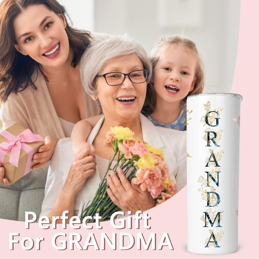 Gifts for Grandma- Best Grandma Stainless Steel Tumbler- Cute Grandma's Mother's Day Birthday Christmas Gifts- Gift for Grammy, Grandmothers, Grandmom from Grandchild Grandson Granddaughter