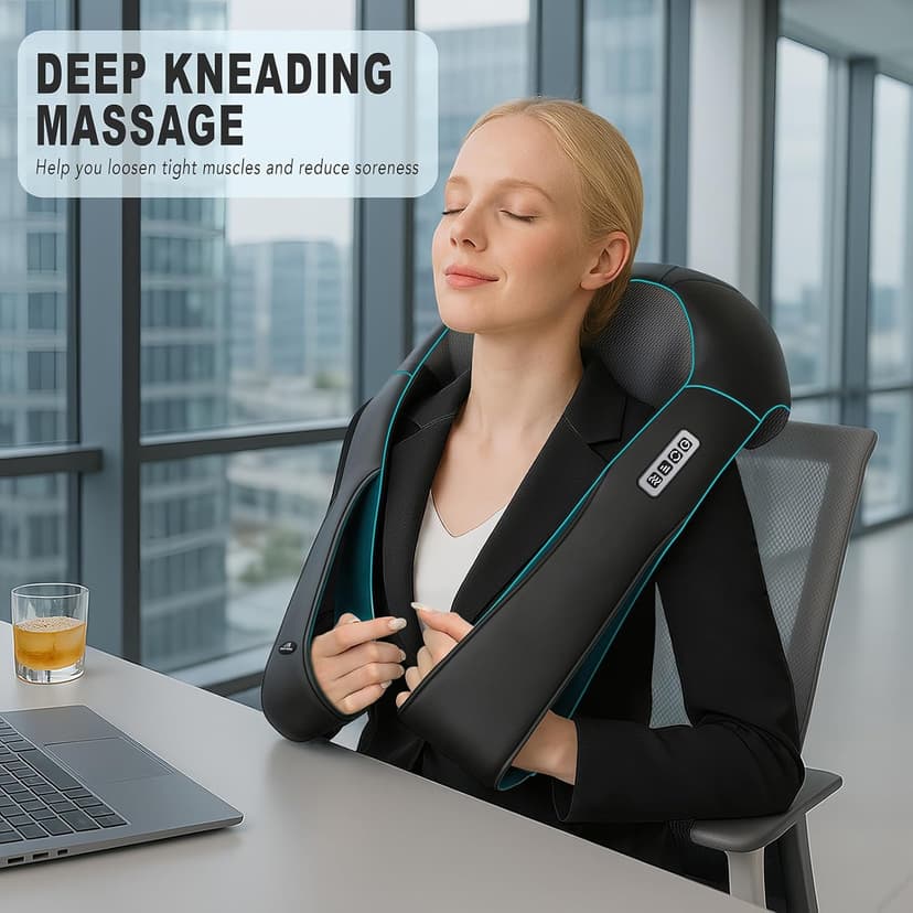 MagicMakers Electric Shiatsu Neck Massager with Heat - Pain Relief for Back, Shoulders & Feet - Gift for Men, Women, Mom & Dad - From Daughter or Son - Ideal for Christmas, Mother's Day & Father's Day
