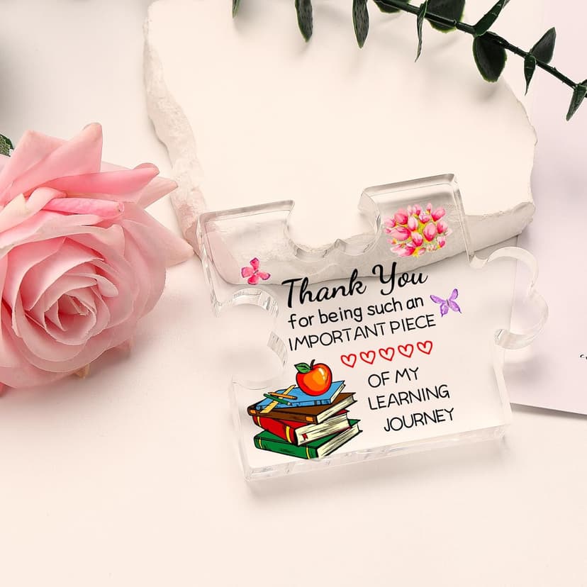 Funnli Teacher Gifts, Back to School Teacher Gifts, Teacher Appreciation Gifts Acrylic Plaque, Thank You Graduation Valentines Day Christmas Gifts for Women Teacher Classmate Study Partner Roommate