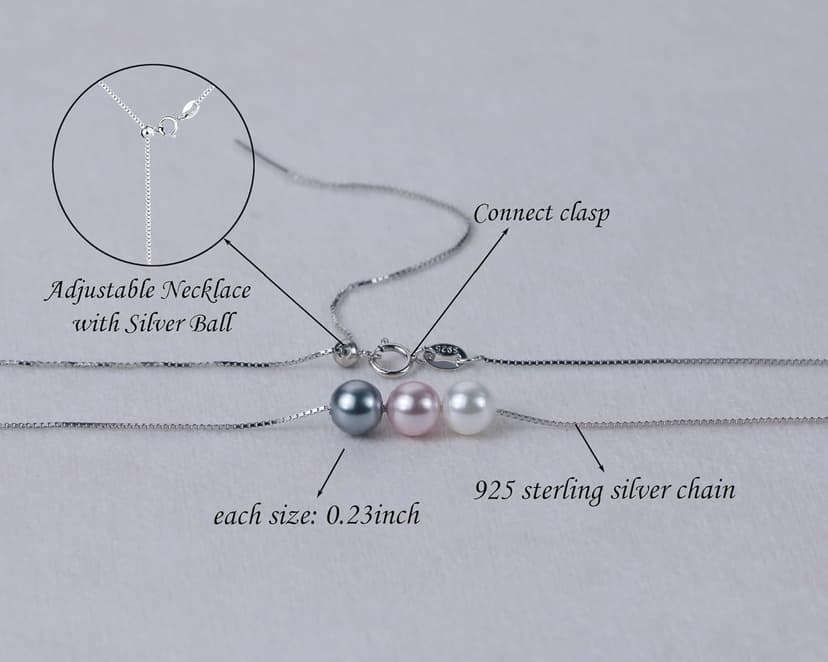Sereney Birthday Gifts for Girls Women, Sterling Silver Pearl Necklace as 7 9 10 11 13 15 16 18 21 30 40 50 60 Year Old Birthday Gifts, Single Pearl Necklace as Bday Gifts for Friends