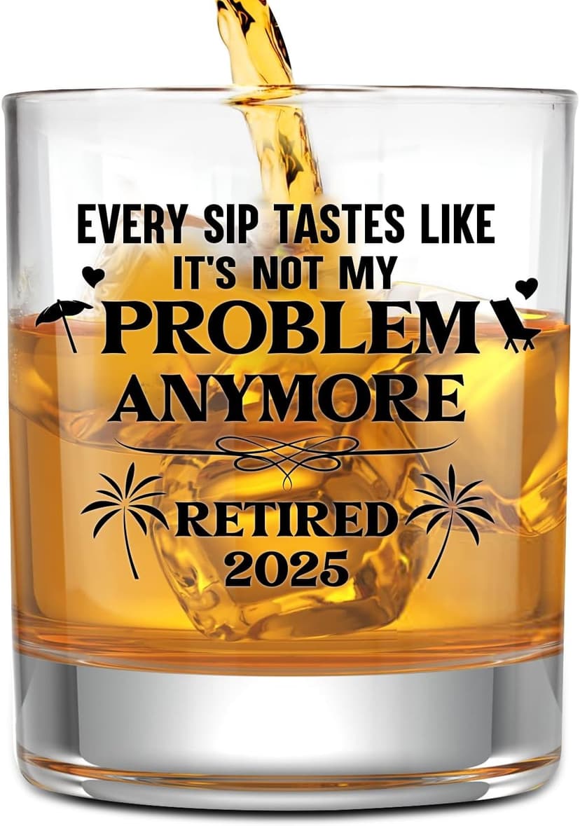 NewEleven First Christmas Retirement Gifts For Men 2025 - Coworker Leaving, Goodbye Gift, Farewell Gifts For Coworkers, Friends, Dad, Grandpa - Retirement Gift From Friend, Colleague - Whiskey Glass