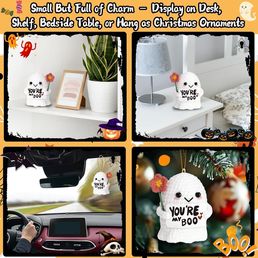 You're My Boo Buddy Cute Halloween Spooky Gifts - Funny & Romantic Handmade Crochet Ghost Plush Decor for for Girlfriend, Boyfriend, Couples, Her, Him, Friends, Valentine,Christmas Stocking Stuffer