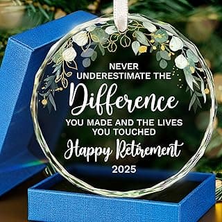 HEXMOZ Retirement Gifts - Retirement Gifts for Women, Men 2025 - Retired Ornament 2025 - Retired Gift for Coworker, Boss, Employee, Teacher, Nurse, Woman, Man - Glass Christmas Ornament Keepsake