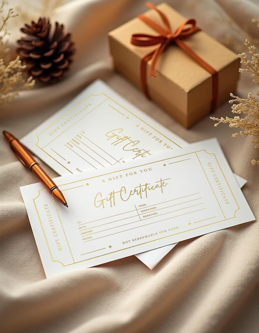 Blank Gift Certificates with Envelopes, 3.5" x 7.25" Blank Gift Certificates for Business, Christmas Gifts, Salon, Spa, Birthday, Mother’s Day or Holiday Gifting, 25 Custom Cards (Gold)