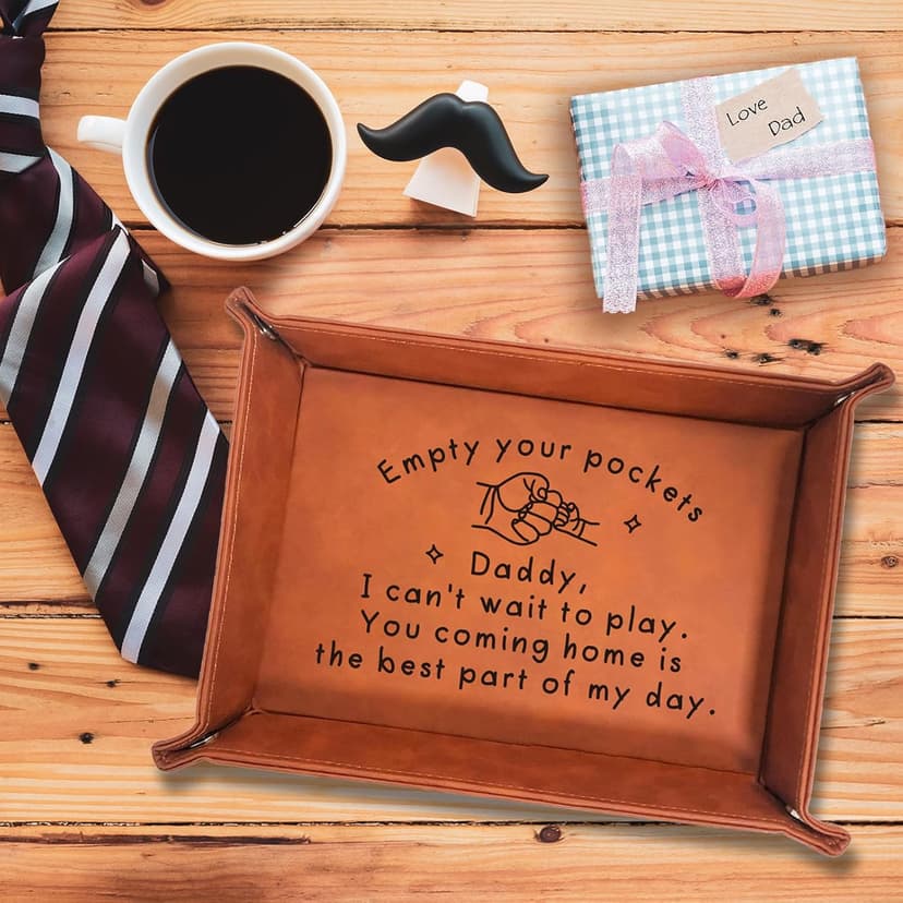 Birthday Gifts for Dad, Leather Tray for Dad, New Dad Gifts for Husband from Wife, Best Dad Gifts from Son Daughter, Christmas Thanksgiving Sentimental Gifts for Father Husband Stepdad