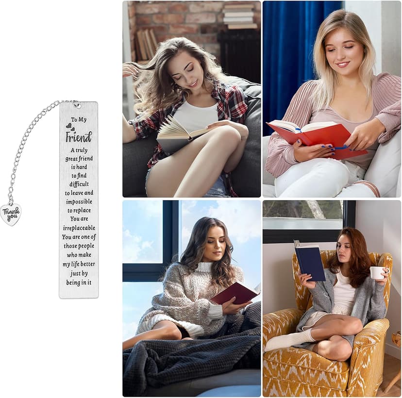 Ouligay Friend Bookmark for Women Book Lovers Gifts Friendship Bookmarks Metal Book Marker for Reading Women Best Friend Gifts for Besties BFF Long Distance Friendship Present Reader Book Club Gifts
