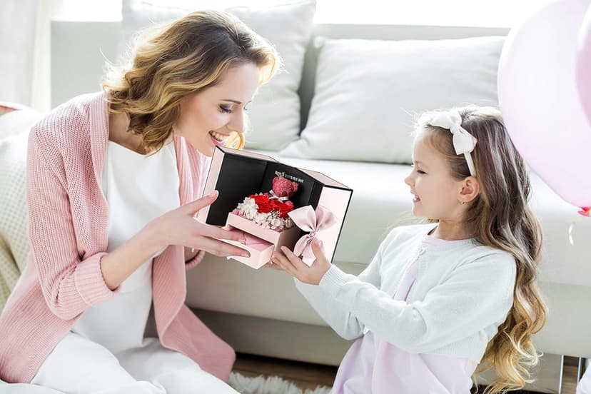 ADDWel Birthday Gifts for Mom from Daughter and Son, Unique Mother Birthday Gift Idea, Preserved Real Roses with I Love You in 100 Languages Mom Necklace, Cool Present to Mother Mama