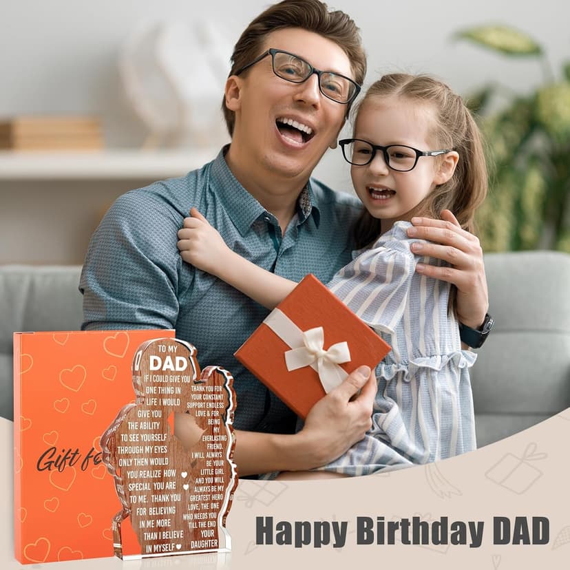 Dad Gifts from Daughter Dad Birthday Gift from Daughter - Christmas Best Dad Ever Gifts Idea Daddy Bpnus New Dad Gift Father's Day Valentines Easter Desk Decor Acrylic Plaque Sign