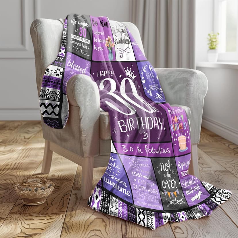 30th Birthday Gifts for Women Her, 30th Birthday Decorations for Women, 30 Year Old Gifts for Woman, Turning 30 and Fabulous - Blanket 60"X50"