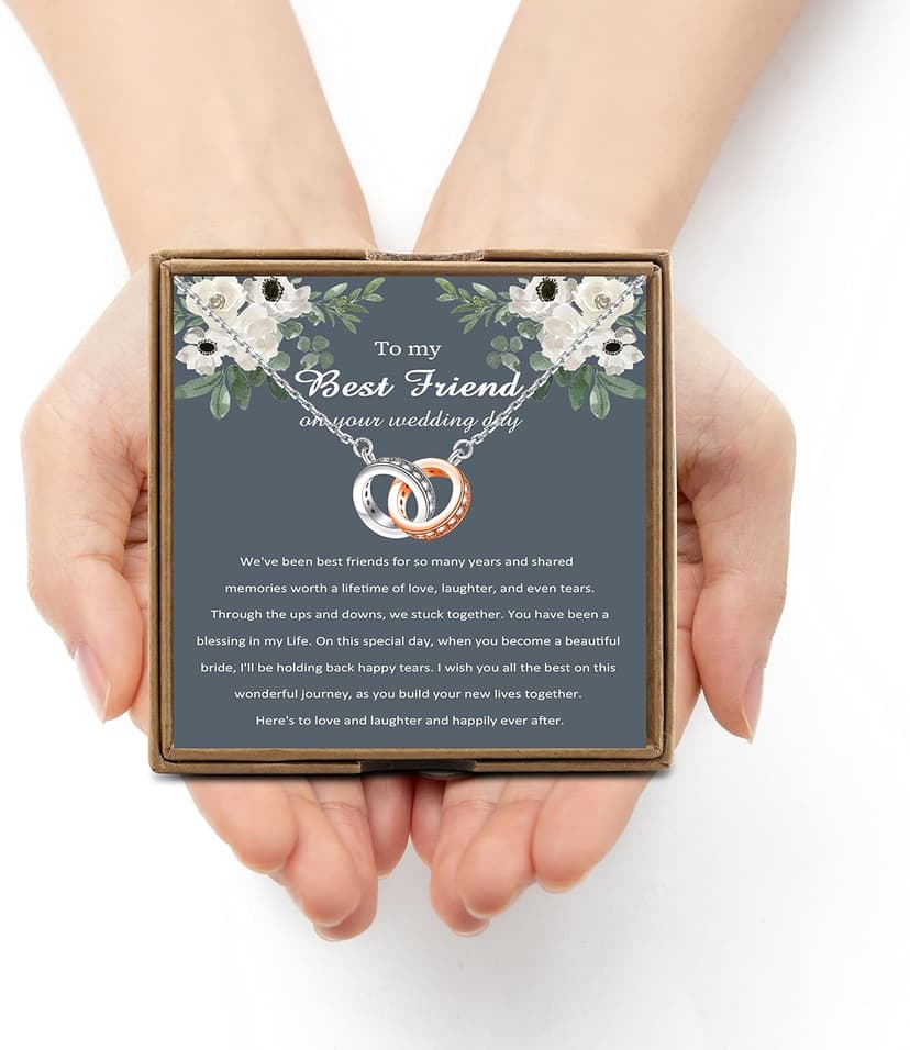 OKEYCH Best Friend Gift to Bride Necklace, Maid of Honor Bride Gift On Her Wedding Day