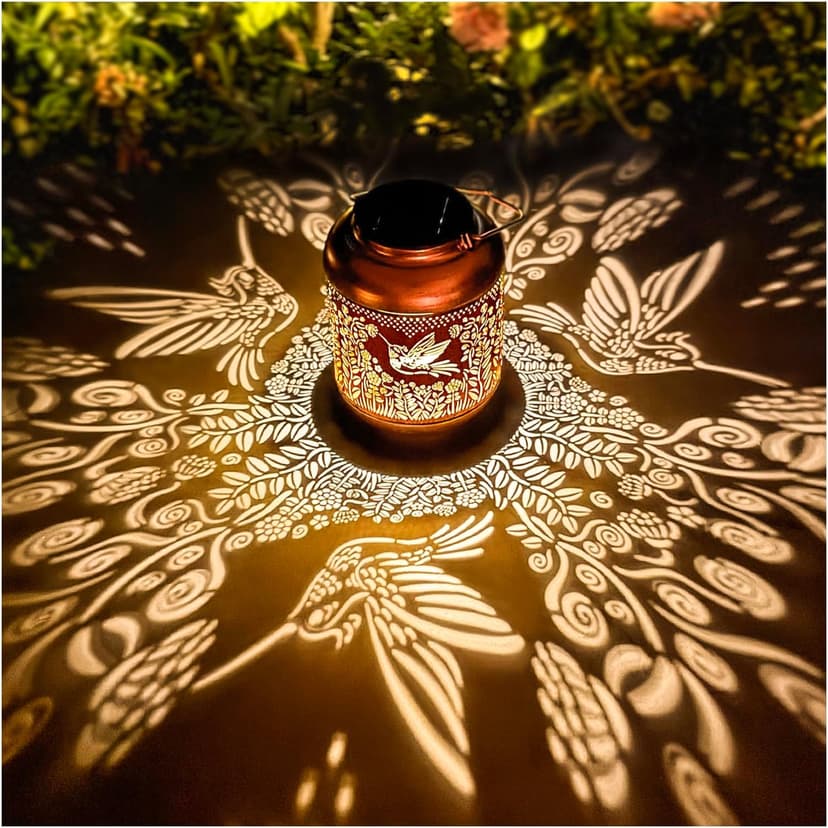 Christmas Gifts for Women Hummingbird Solar Lanterns Outdoor Waterproof Hanging Solar Lights Hummingbird Gifts Metal Bird Decorative LED Lanterns for Yard, Patio, Lawn, Pathway, Garden Decor