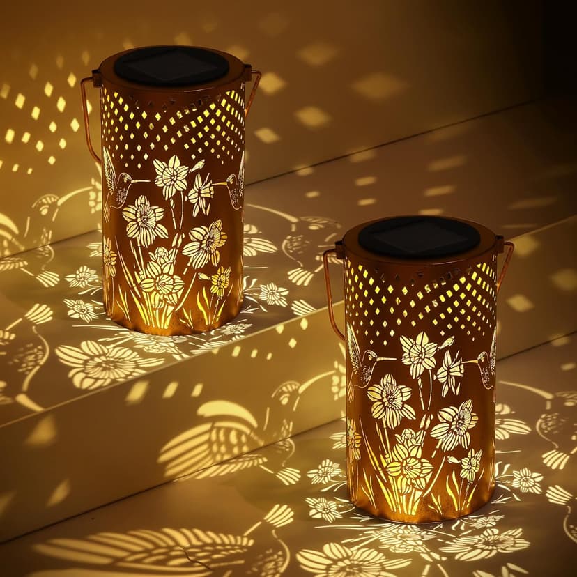 Solar Lanterns Outdoor Waterproof Hummingbird Garden Decorations Gifts for Women Gifts for Mom Grandma Birthday Gifts Hanging Solar Lanterns Outdoor for Patio Decoration, Deck, Lawn, Passageway