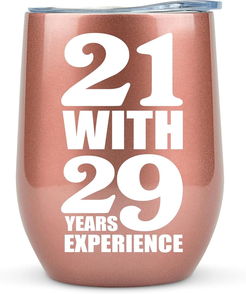 KLUBI 50th Birthday Gifts for Women Funny - 12 Ounce 21 with 29 years Experience Wine Glass 50th Birthday Gifts for Her, 50 Year Old Gift, 1975 Birthday Gifts For Women Turning 50