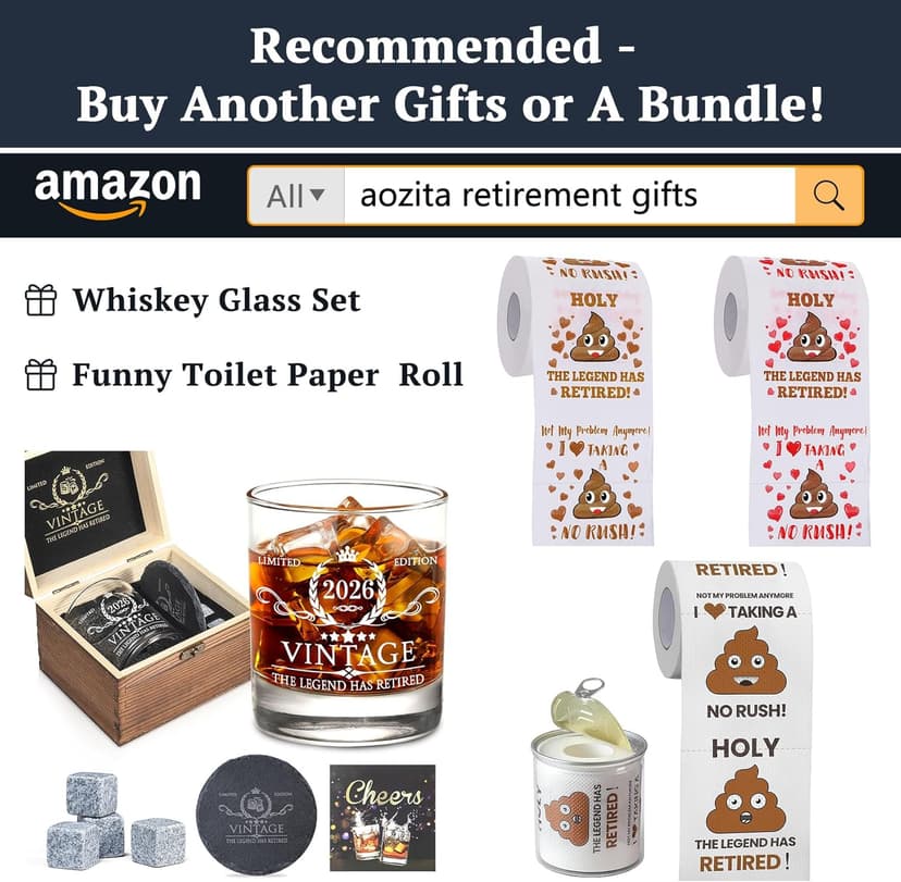 Retirement Gifts for Men Whiskey Glass Set - The Legend Has Retired 2025 - Retirement Party Decorations, Supplies - Gifts Ideas for Him, Dad, Husband, Friends - Wood Box & Whiskey Stones & Coaster