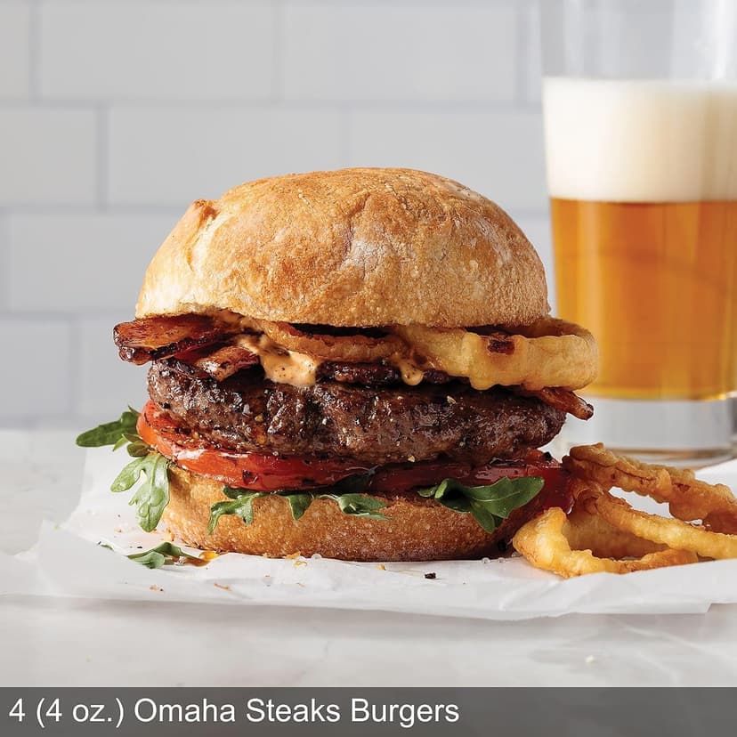 Omaha Steaks Deluxe Gift Package (4 Bacon-Wrapped Filet Mignons, 4 Steak Burgers, 4 Gourmet Jumbo Franks, 4 Potatoes au Gratin, 4 Caramel Apple Tartlets, 1 jar Omaha Steaks Seasoning)