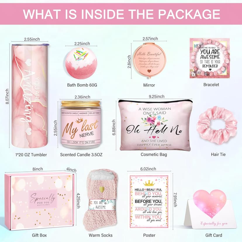 Gifts for Women,Birthday Gifts for Women Friendship,Spa Gifts Basket with Wine Tumbler,Gift Set for Women,Self Care Gift Idea for Mom,Her,Female Friend,Sister,Wife,Unique Gifts for Women