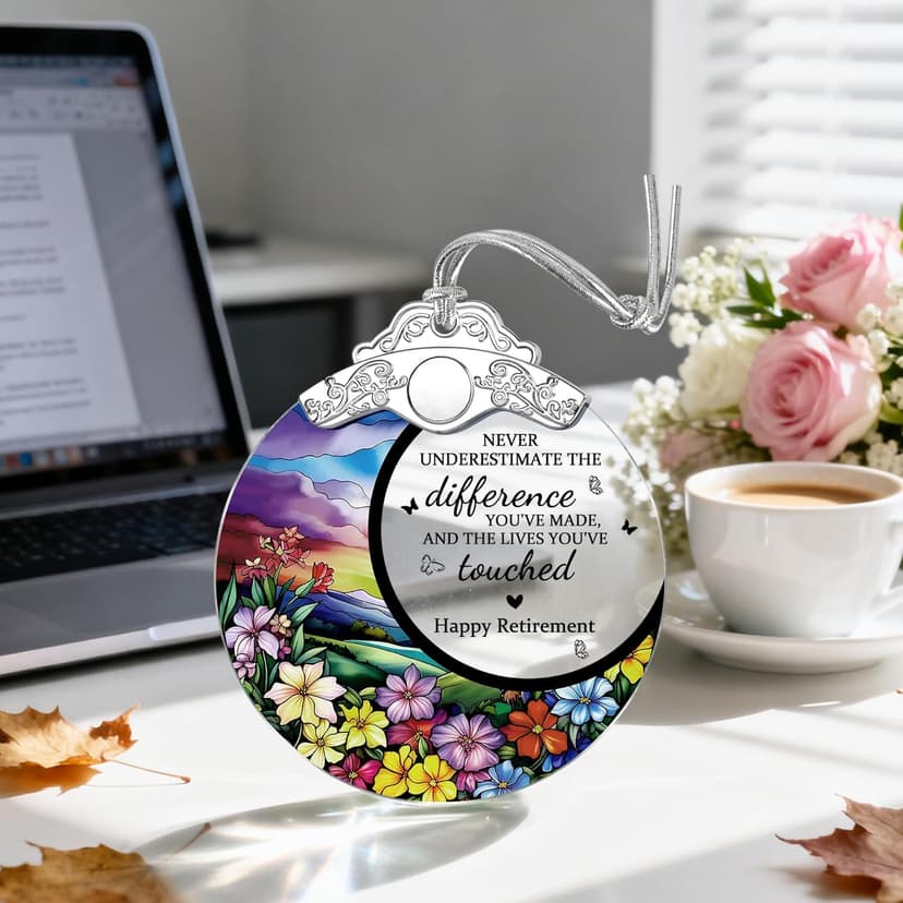 Retirement Gifts - Retirement Gift for Women, Men - Retired Ornament - Retired Gifts for Coworker, Boss, Employee, Teacher, Nurse, Friends, Women, Men - Stained Glass Christmas Ornament - Design A