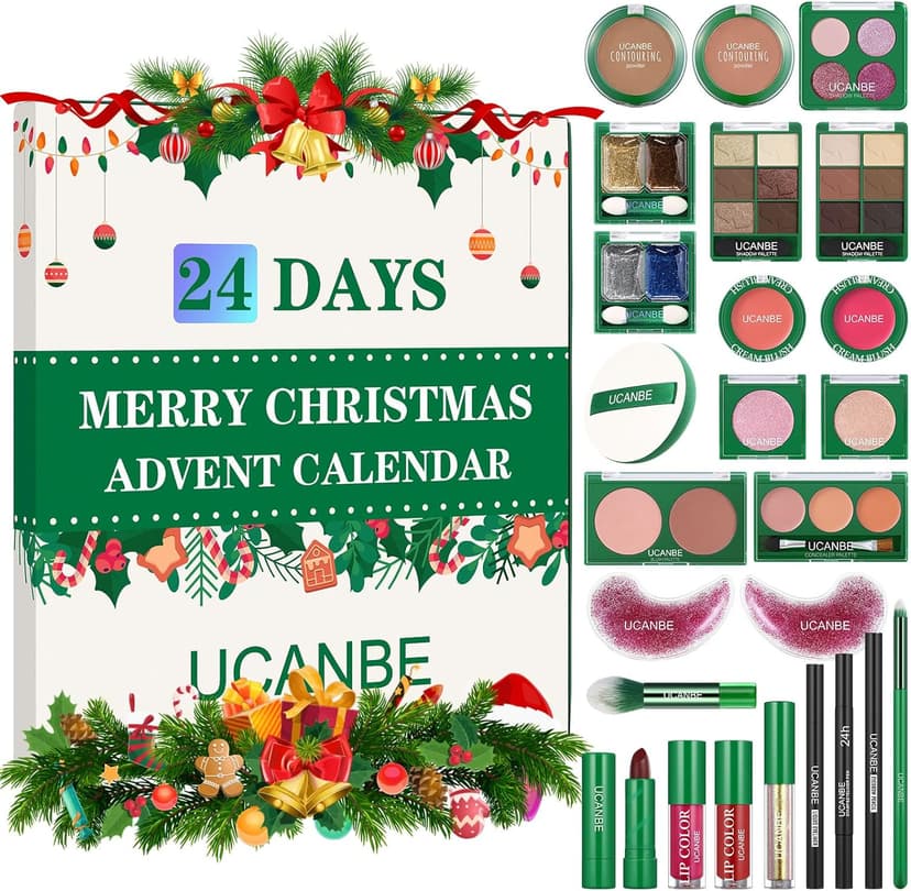 Makeup Advent Calendar 2025, 24 Days Christmas Makeup Gift Set for Adult Women & Teen Girls, UCANBE 2025 Xmas Countdown Calendar Beauty & Cosmetics Holiday Surprise Make Up Gift Kits for Women Full Kit