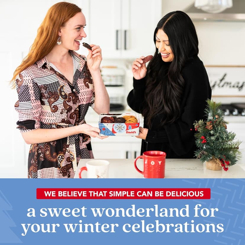 David's Cookies Christmas Cookies Gift Box - Fresh Baked Assorted Mini Cookies in Winterwonderland Tin with Chocolate Chip, White Chocolate Chip & Red Velvet - Gourmet Holiday Food Gift Basket