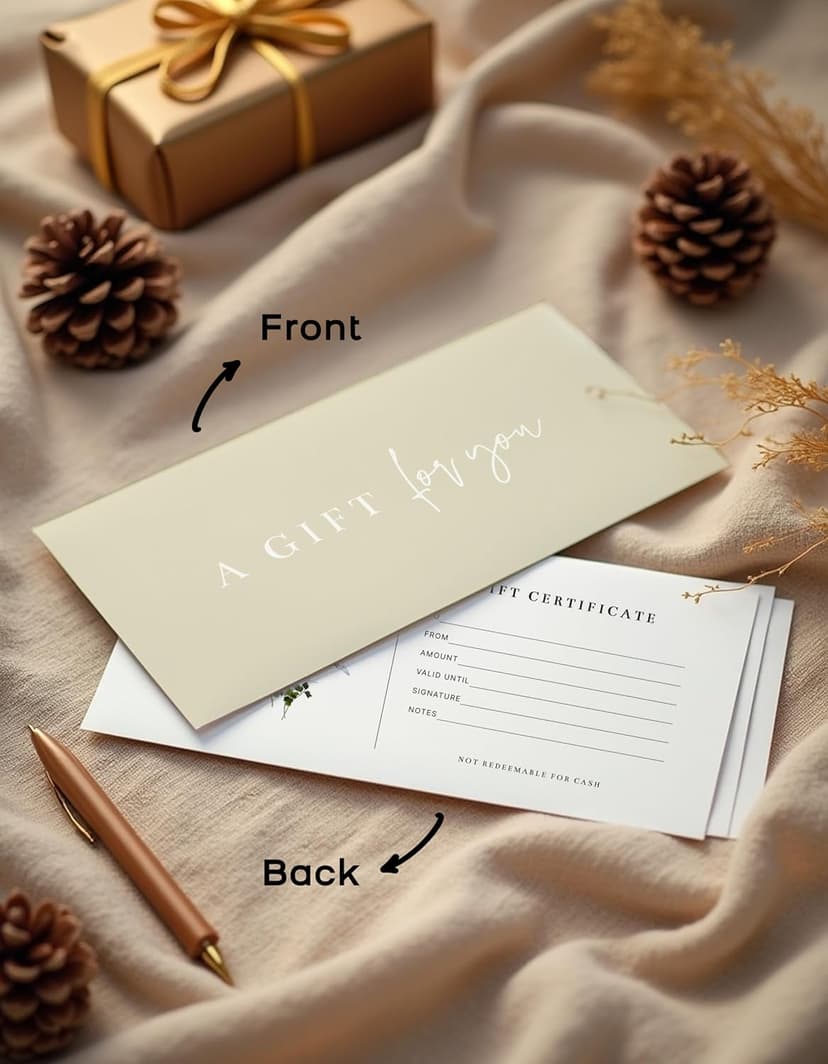 Blank Gift Certificates with Envelopes, 3.5" x 7.25" Blank Gift Certificates for Business, Salon, Spa, Birthday, Mother’s Day or Holiday Gifting, 25 Custom Cards (Floral)