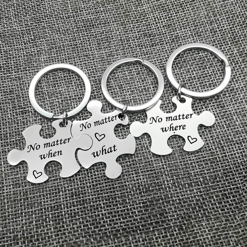 Vadaka Best Friend Keychain Set No Matter Where What When Puzzle Keychain Set of 3 Long Distance Relationship Gift Friendship Gifts for Couple Sister Teens Birthday Christmas Gift