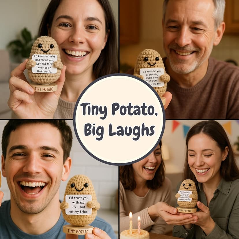Funny Friendship Gifts for Women Men - Sassy Tiny Crochet Potato with 30 Uplifting Hilarious Cards for Friends, Bestie, BFF, Bestfriend, Coworkers - Best Friend Birthday Present Idea for Women, Her