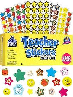 PURPLE LADYBUG Teacher Stickers for Students - 4960 Reward Stickers for Kids Classroom Supplies, Teacher Must-Haves for Classroom Reward Charts, Star, Back to School Gift