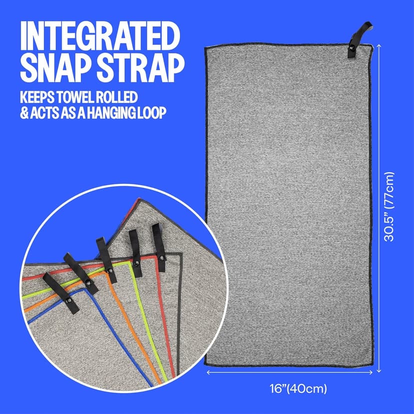 Acteon Microfiber Gym Towels 5 Pack, Quick Dry Silver ION Odor-Free Sweat Towel, Super Absorbent Fast Drying for Men & Women, Workout, Yoga, Running, Hiking, Travel – 16x30.5 Inch