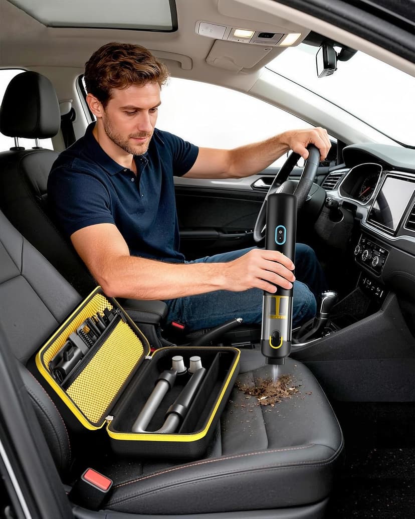 ProCase Hard Case for Fanttik Slim V8 Apex/ V8 Mate/ V10 Apex/ V10 Mate Cordless Car Vacuum, Portable Travel Carrying Storage Organizer with Mesh Pocket for Mini Handheld Vac Cleaner Accessory -Black