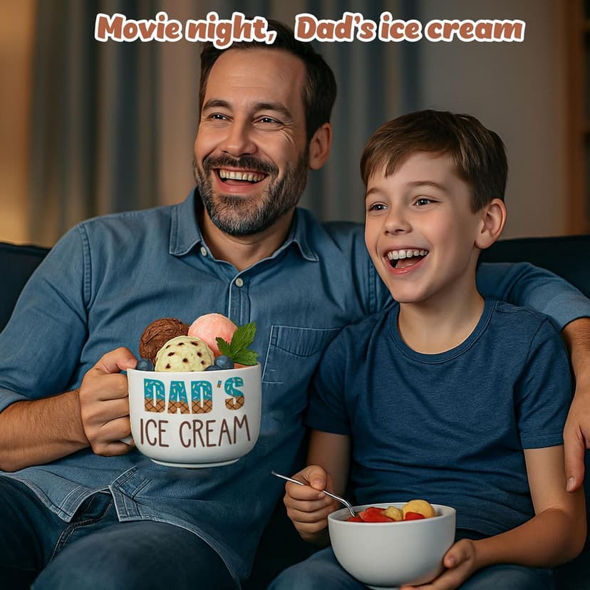 Funny Dad Birthday Gifts from Daughter Son, Novelty Christmas Dads Gift for Daddy Dada Father StepDads, Unique New Dad gifts from Wife, Dad's Ice Cream Bowl Presents Set