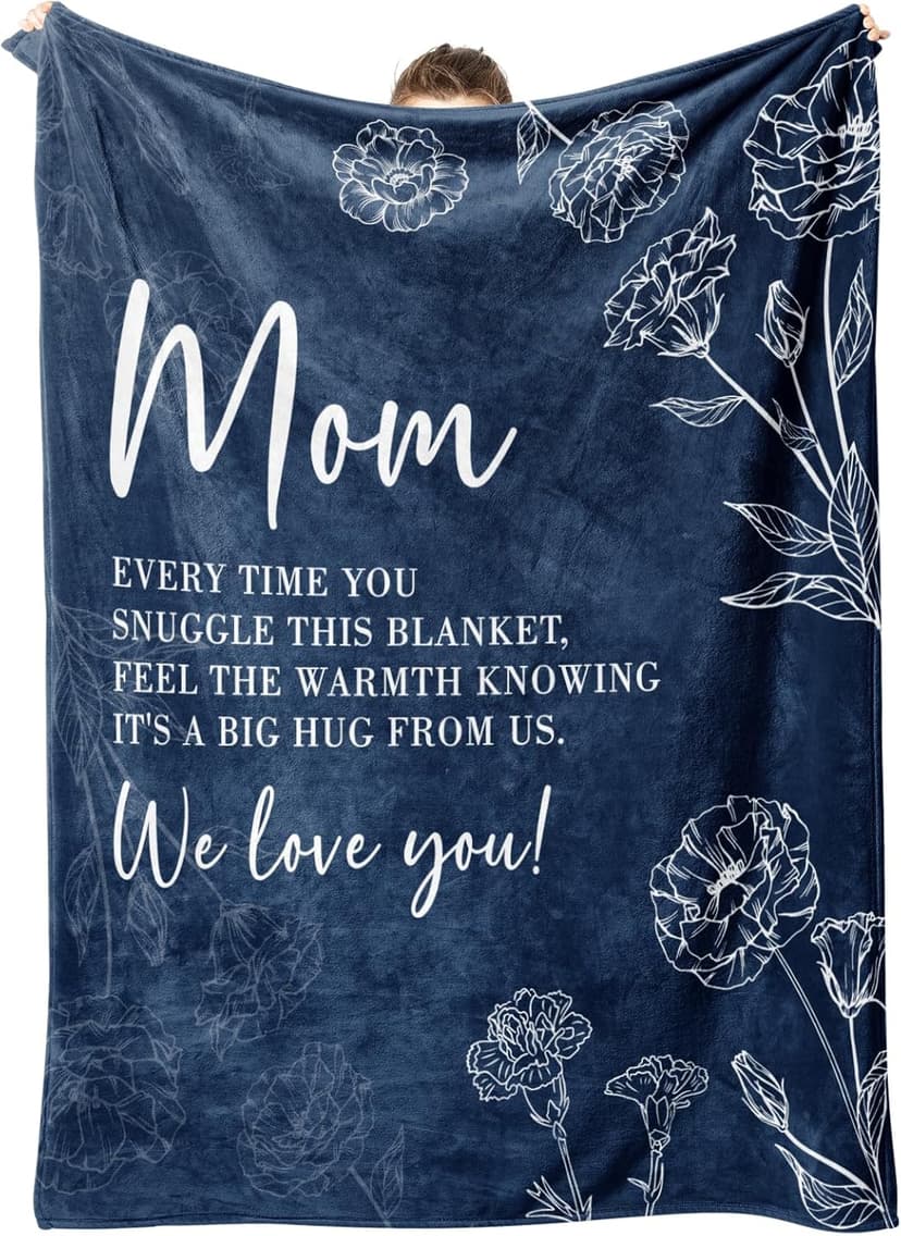 Mom Birthday Gifts, Gifts for Mom Blanket, to My Mother Birthday Gift from Daughter Son, Present for Moms for Christmas 60" x 50", Blue